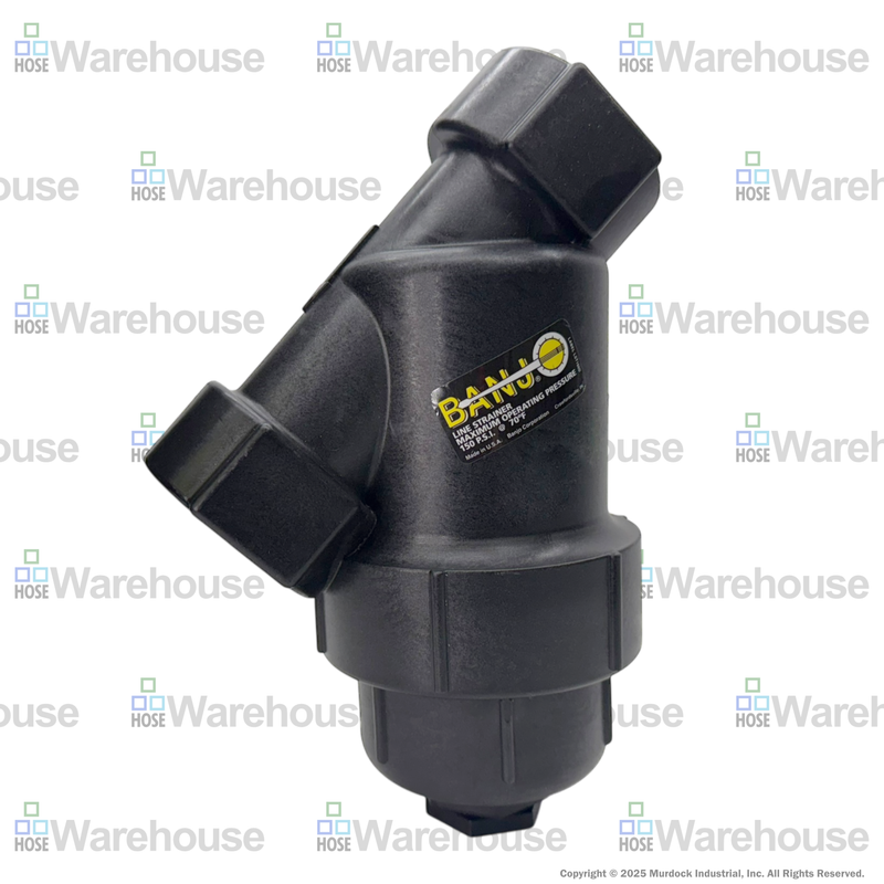 LS150-50 by Banjo | Line Y Strainer | 1-1/2" x 1-1/2" Female NPT with 50 Mesh Stainless Steel Screen | 150 PSI | Polypropylene