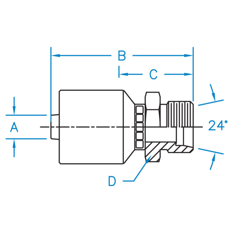 M-DL16-28-36-W by Kurt Hydraulics | Male DIN Light 24 Degree Seat | Rigid | for 1" Hose ID