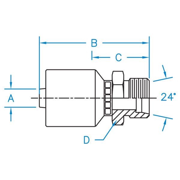 M-DL08-15-22-K2 by Kurt Hydraulic | K2 Series | 1/2" Hose Barb x M22X1.5 Male Din Light 24° Seat | Carbon Steel