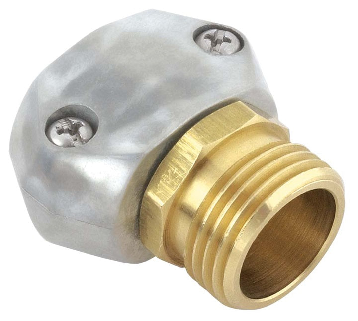 M5834M by Dixon Valve | Garden Hose Zinc Fitting | Male Hose Fitting | Fits all 5/8" and 3/4" Rubber or Plastic Hose | Brass/ Zinc