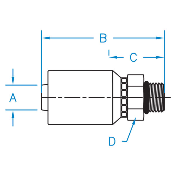 MB-16-16-WHP by Kurt Hydraulics | Ultra High Pressure Non Skive | Male O-Ring Boss | for 1" Hose ID