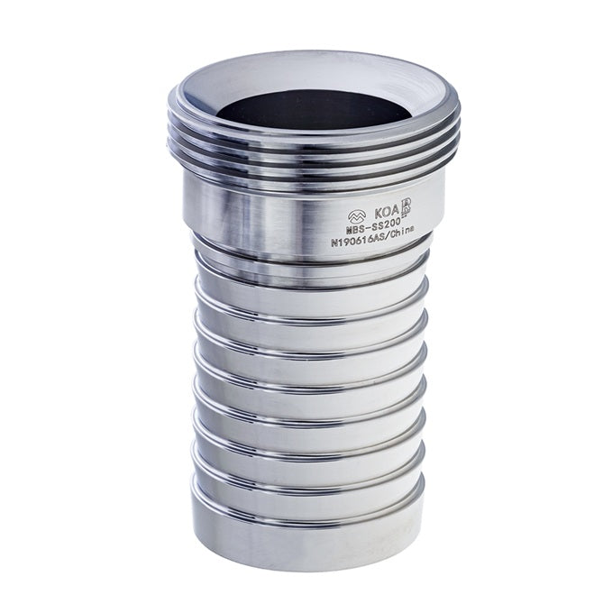 MBS-SS150 by Kuriyama | MBS-SS Series | Sanitary Crimp Hose Fitting | 1-1/2" Male Bevel Seat End x 1-1/2" Hose Barb | 316 Stainless Steel