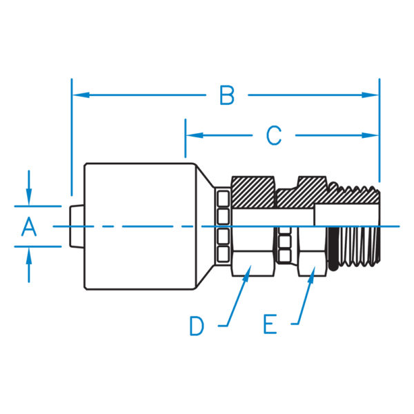 MBX-06-08-K2 by Kurt Hydraulic | K2 Series | 3/8" Hose Barb x 1/2" Male O-Ring Boss Swivel | Carbon Steel
