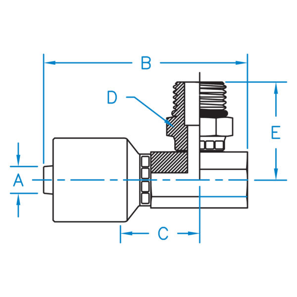 MBX90-08-10-W by Kurt Hydraulics | Jump Size | Male O-Ring Boss | 90° Elbow | Swivel | Block Style | for 1/2" Hose ID