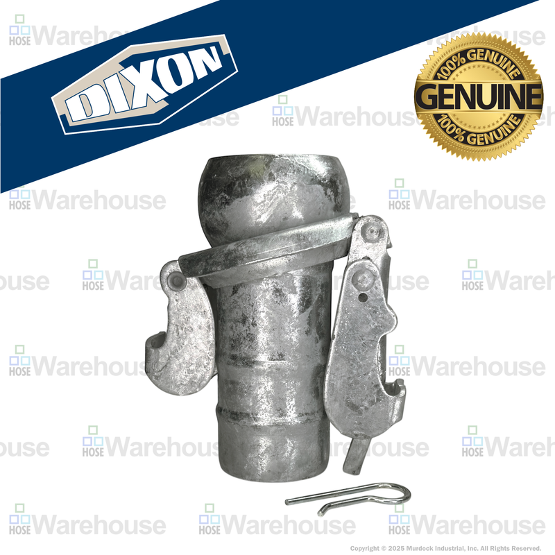 MC30912 by Dixon Valve | Type B (Bauer Style) Quick Connect Fitting | 12" Size | Male with Hose Barb | Galvanized Steel