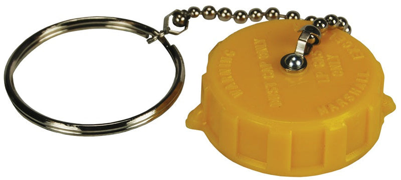 ME109-1 by Dixon Valve | LP Gas Hose Cap | 1-3/4" Female Acme | Cap with Ring and Chain | Yellow Plastic