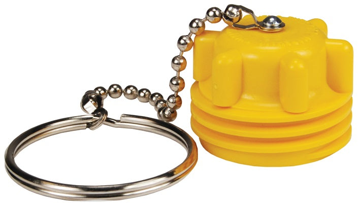 ME179-1 by Dixon Valve | LP Gas Hose Dust Plug | 1-3/4" Male Acme | with Dust Seal and Chain Assembly | Yellow Plastic