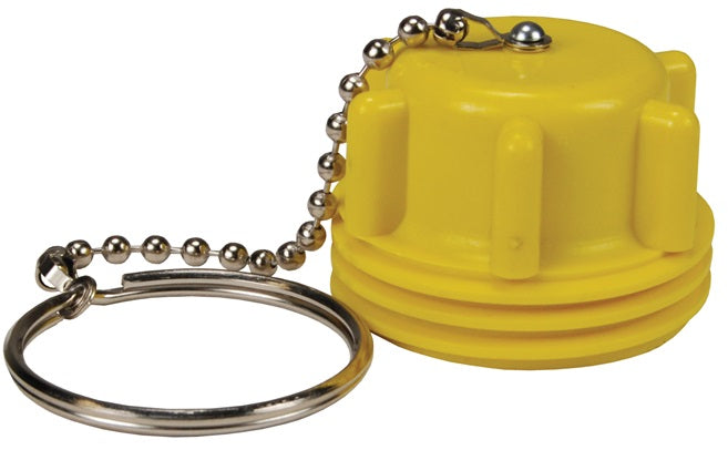 ME180-1 by Dixon Valve | LP Gas Hose Dust Plug | 2-1/4" Male Acme | with Dust Seal and Chain Assembly | Yellow Plastic
