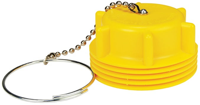 ME181-1 by Dixon Valve | LP Gas Hose Dust Plug | 3-1/4" Male Acme | with Dust Seal and Chain Assembly | Yellow Plastic