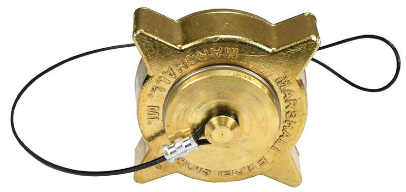 ME441F-1 by Dixon Valve | LP Gas Hose Cap | 3-1/4" Female Acme | Cap with Knob Plug, Ring and Cable | Brass