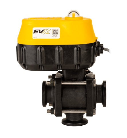 MEVX100BL by Banjo | Manifold Flange Connection | MEVX Bottom Load Electric Valve | Full Port | 1" Pipe Size | 1" Opening Thru Ball  | FKM Seals | Polypropylene