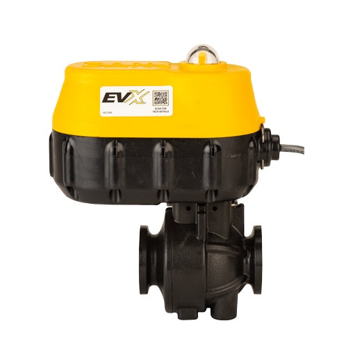 MEVX100 by Banjo | Manifold Flange Connection | MEVX On/Off Welded Electric Valve | Full Port | 1" Pipe Size | 1" Opening Thru Ball  | FKM Seals | Polypropylene