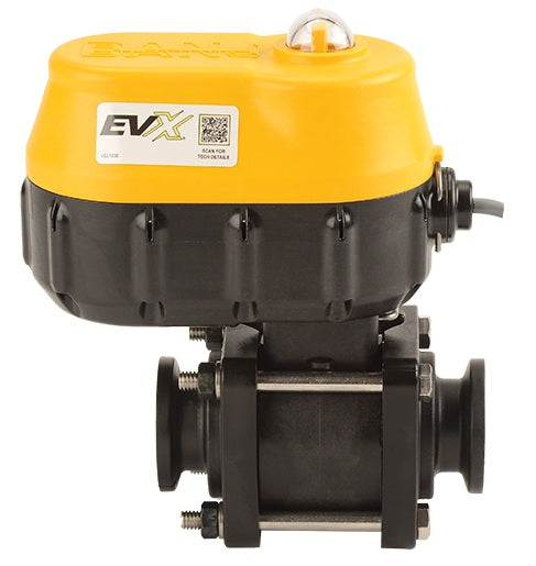 MEVXR101 by Banjo | Manifold Flange Connection | MEVX Regulating Bolted Electric Valve | Full Port | 1" Pipe Size | 1" Opening Thru Ball  | FKM Seals | Polypropylene