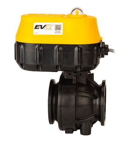MEVXR200 by Banjo | Manifold Flange Connection | MEVX Regulating Electric Valve | Full Port | 2" Pipe Size | 1-1/2" Opening Thru Ball  | FKM Seals | Polypropylene