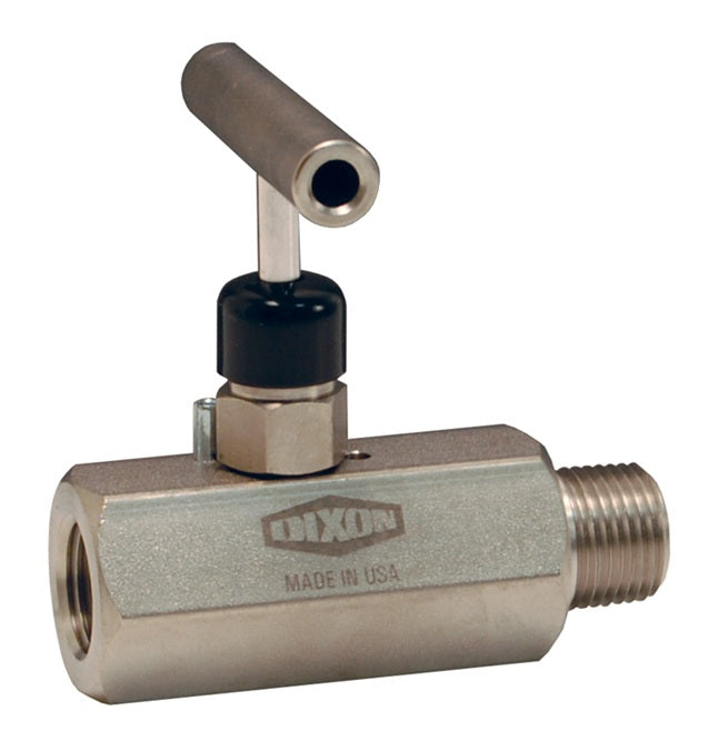 MFC102 by Dixon Valve | Mini Needle Valve | T Design Handle | 1/4" Male NPT x 1/4" Female NPT | Zinc Nickel Plated Steel