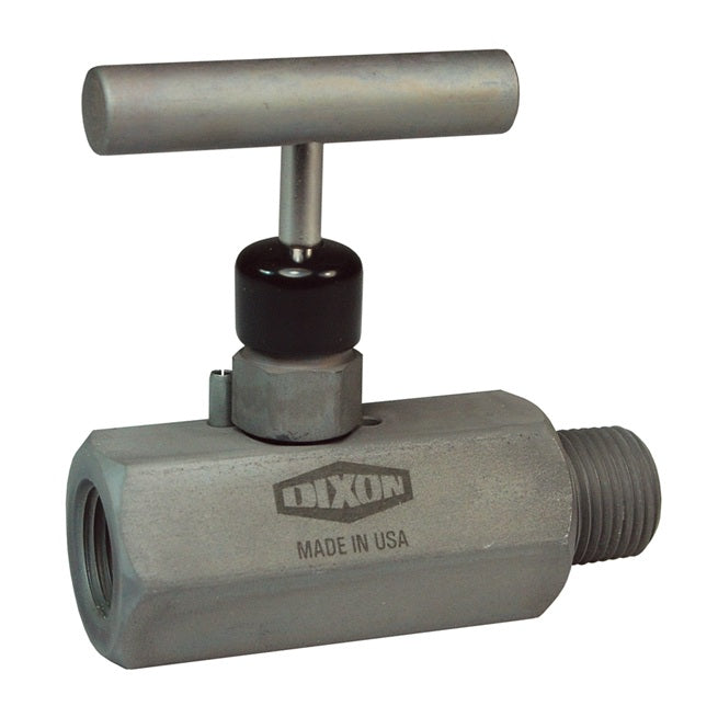 MFC404 by Dixon Valve | Mini Needle Valve | T Design Handle | 1/2" Male NPT x 1/2" Female NPT | Zinc Nickel Plated Steel