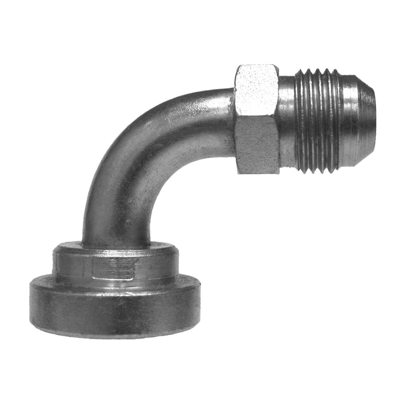 18041212 by Midland | Hydraulic Flange | 1-1/16-12 Male JIC 37° Flare x 3/4" Flange Size | Code 62 | 90° Elbow | Adapter | Steel