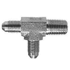 260542 by Midland | Hydraulic 37°JIC Adapter | JIC to Male Pipe Run Tee | 1/4" Male 37° JIC x 1/8" Male NPTF x 1/4" Male 37° JIC | Steel
