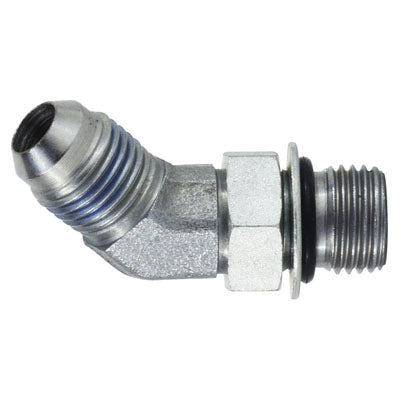6802NWO64 by Midland | Hydraulic JIC to O-Ring Connector | 3/8" Male JIC 37° Flare x 1/4" Male O-Ring Boss | 45° Elbow | Steel