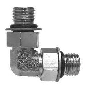 6807NWO66 by Midland | Hydraulic Adapter | Union | 90° Elbow | 3/8" Male Adjustable O-Ring Boss x 3/8" Male Adjustable O-Ring Boss | Steel