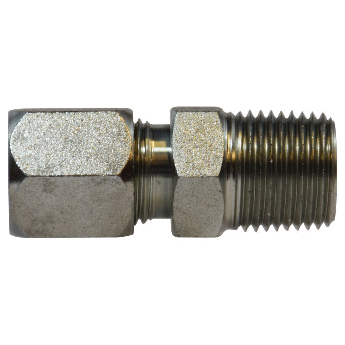 C240444 by Midland | Hydraulic Flareless Bite Type to Male Pipe Adapter | 1/4" Male Tube x 1/4" Male Pipe | Steel