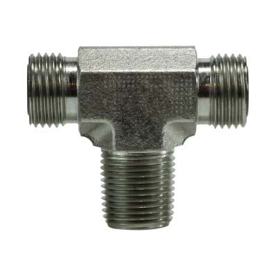 FS26011616 by Midland | Hydraulic Adapter | ORFS to Male Pipe Branch Tee | 1" Male O-Ring Face Seal x 1" Male O-Ring Face Seal x 1" Male Pipe Branch | Steel