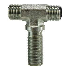 FS27038 by Midland | Hydraulic Adapter | Bulkhead Union Branch Tee | 1/2" Male O-Ring Face Seal x 1/2" Male O-Ring Face Seal x 1/2" Male O-Ring Face Seal | Steel