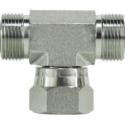 FS66001616 by Midland | Hydraulic Adapter | Tee | 1" Male O-Ring Face Seal x 1" Male O-Ring Face Seal x 1" Female O-Ring Face Seal Branch | Steel