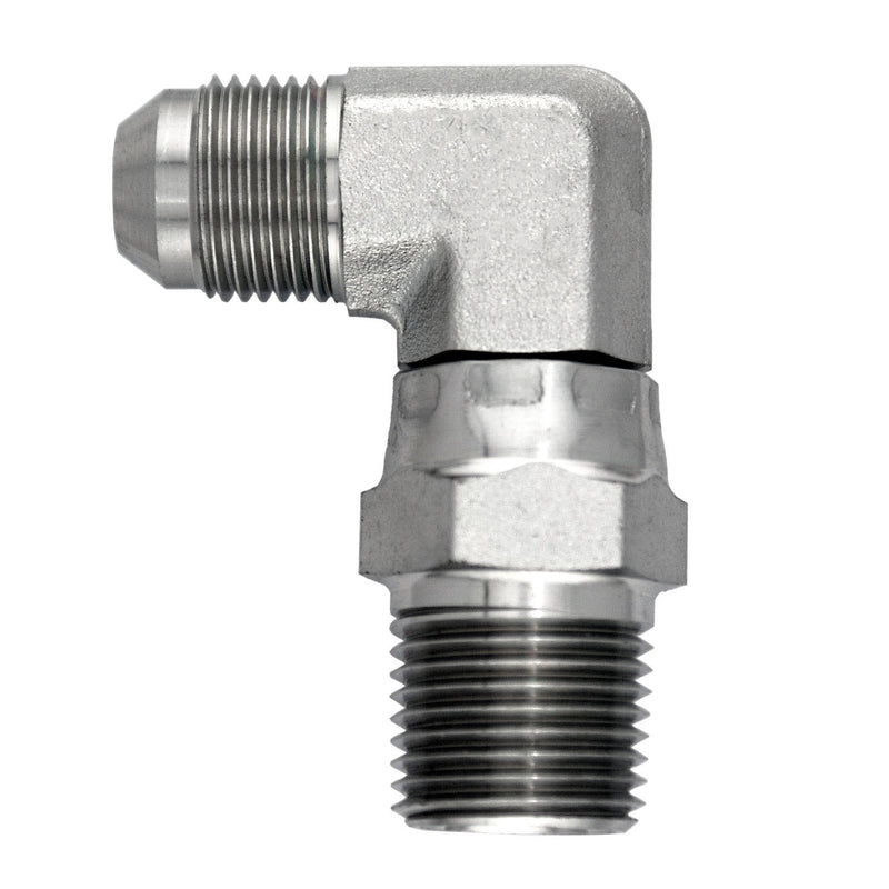 2501-S-04-04 by Midland | Hydraulic Adapter | 90° Elbow | 1/4" Male JIC x 1/4" Male NPSM | Steel