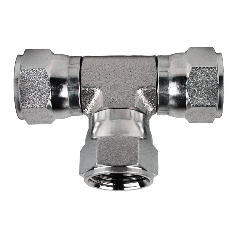 6606888 by Midland | Hydraulic 37° JIC Adapter | Swivel Union Tee | 1/2" Female 37° JIC Swivel x 1/2" Female 37° JIC Swivel x 1/2" Female 37° JIC Swivel | Steel