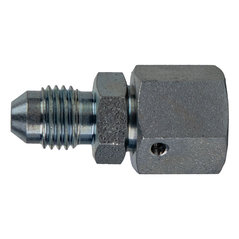 7007-04-L08-14 by Midland | Hydraulic Metric Adapter | 1/4" Male JIC 37° x 14x1.5 Female Metric Swivel Light | Steel