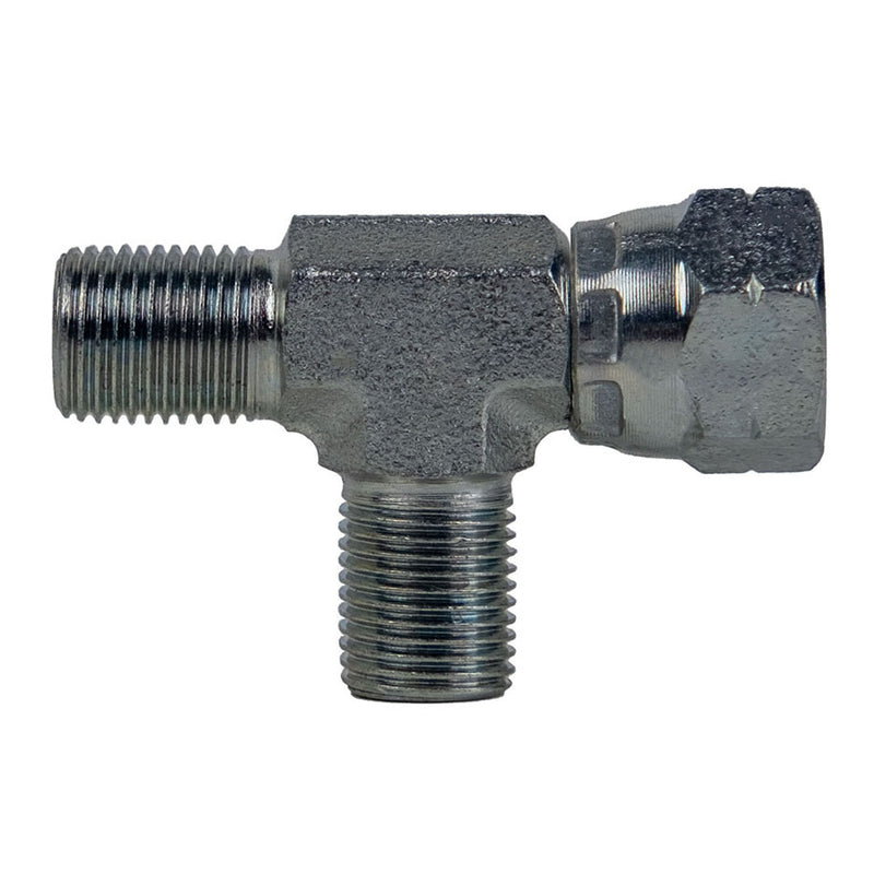 9326-02-02-02 by Midland | Hydraulic Adapter | Swivel Tee | 1/8" Female BSPP Swivel Run x 1/8" Male BSPP x 1/8" Male BSPP | Steel