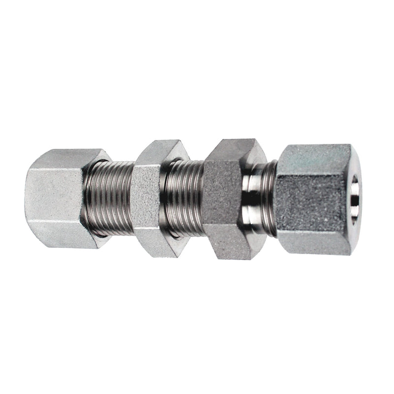 D2700-LN-S08-S08 by Midland | Hydraulic Metric Compression Fitting | DIN Bulkhead Union | Heavy | S08 Tube OD x S08 Tube OD | Steel