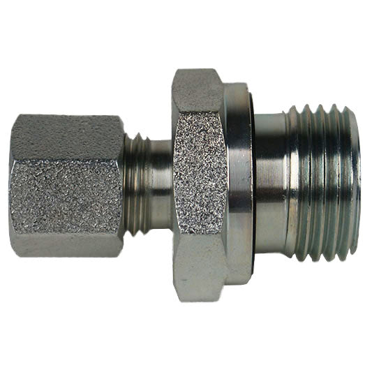 D7400-S06-04-ED by Midland | Hydraulic Metric Compression Fitting | DIN to Male BSPP Adapter | Heavy | S06 Tube OD x 1/4" Heavy BSPP | Steel