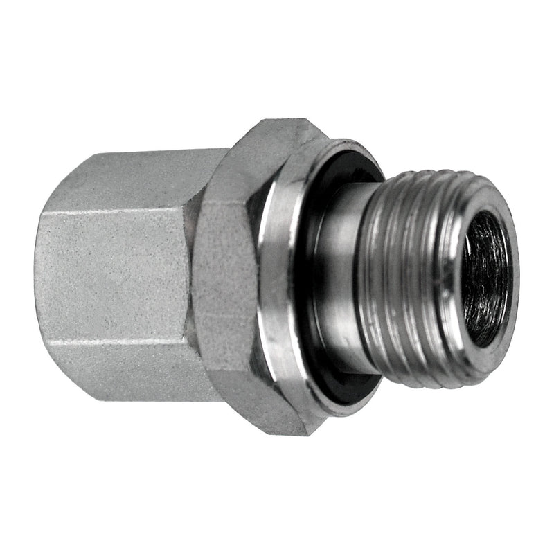 D7505-SP-L12-06-ED by Midland | Hydraulic Metric Compression Fitting | Female Standpipe DIN to Male BSPP Adapter | Light | L12 Tube OD x 3/8" Male BSPP | Steel