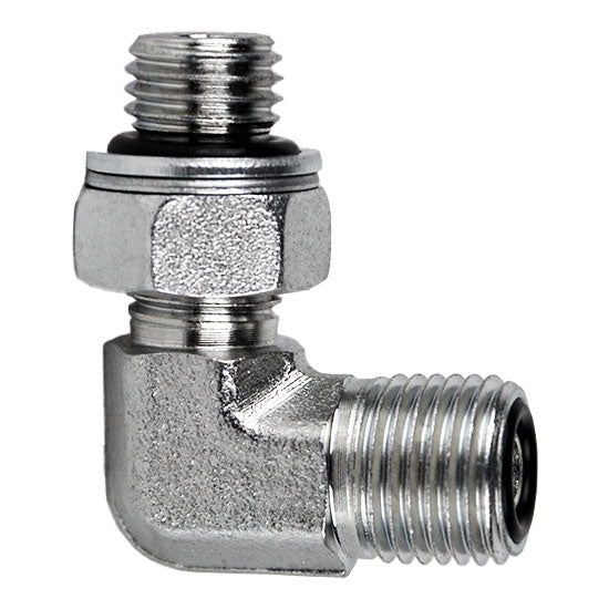 FS7205412 by Midland | Hydraulic Metric Adapter | 90° Elbow | 1/2" Male O-Ring Face Seal x 12x1.5 Male Metric | Steel