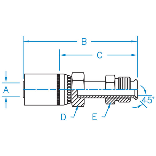MIX-06-06 by Kurt Hydraulics | 45° Elbow | Male SAE Inverted Flare | for 3/8" Hose ID