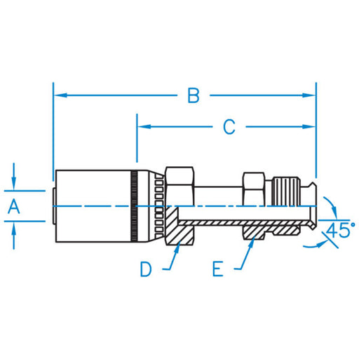 MIX-06-05 by Kurt Hydraulics | Jump Size | 45° Elbow | Male SAE Inverted Flare | for 3/8" Hose ID