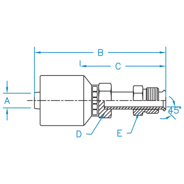 MIX-06-06-K2 by Kurt Hydraulic | K2 Series | 3/8" Hose Barb x 3/8" Male SAE 45° Inverted Flare | Carbon Steel