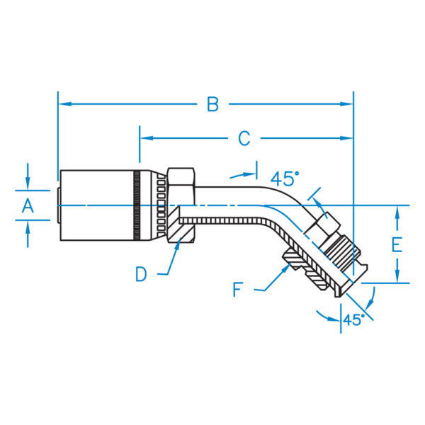 MIX45-04-05 by Kurt Hydraulics | Jump Size | 45° Elbow | Male SAE Inverted Flare | Swivel | for 1/4" Hose ID