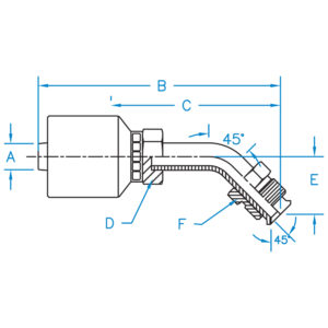 MIX45-06-06-W by Kurt Hydraulics | Male SAE Inverted Flare | 45 Degree Bent Tube | Swivel | for 3/8" Hose ID