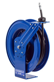 MP-N-525 by Coxreels | SH Series | 1,500 PSI Spring Driven Hose Reel for Air, Water & Oil | 3/4" Hose ID, 3/4" FNPT Inlet x 3/4" MNPT Hose End | Steel | 25ft Rubber Hose Included