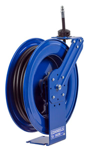 MP-N-525 by Coxreels | SH Series | 1,500 PSI Spring Driven Hose Reel for Air, Water & Oil | 3/4" Hose ID, 3/4" FNPT Inlet x 3/4" MNPT Hose End | Steel | 25ft Rubber Hose Included