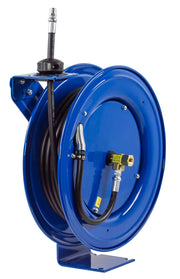 MP-N-525 by Coxreels | SH Series | 1,500 PSI Spring Driven Hose Reel for Air, Water & Oil | 3/4" Hose ID, 3/4" FNPT Inlet x 3/4" MNPT Hose End | Steel | 25ft Rubber Hose Included