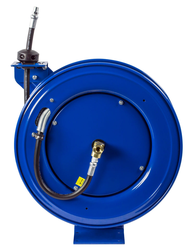MP-N-535 by Coxreels | SH Series | 1,500 PSI Spring Driven Hose Reel for Air, Water & Oil | 3/4" Hose ID, 3/4" FNPT Inlet x 3/4" MNPT Hose End | Steel | 35ft Rubber Hose Included