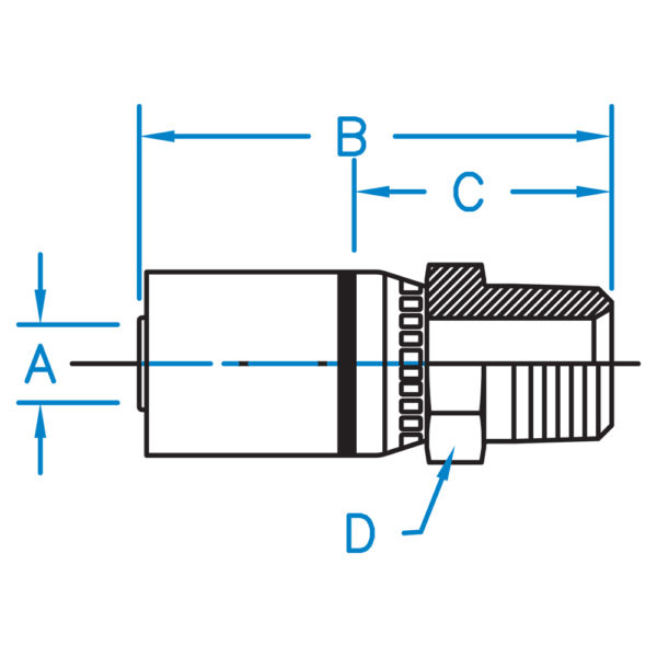MP-05-06-SST by Kurt Hydraulics | Jump Size | Male Pipe NPTF | PTFE Coupling | for 5/16" Hose ID