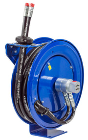 MPD-N-430 by Coxreels | MPD Series | 2,500 PSI Dual Hose Spring Driven Hose Reel for Hydraulic Oil | 1/2" Hose ID, 3/8" FNPT Inlet x 3/8" MNPT Hose End | Steel | 30ft Synthetic Rubber Hose Included