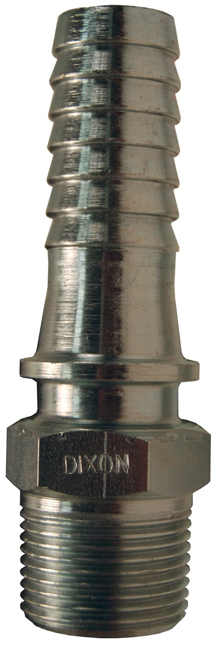 MSC by Dixon Valve | Boss® Male Stem | 3/8" Male NPT x 3/8" Hose Barb | Plated Steel (Bar Stock)