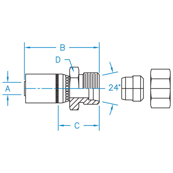 MT-12-12 by Kurt Hydraulics | Flareless Compression with Nut and Sleeve | SAE J514 | for 3/4" Hose ID