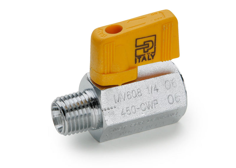 MV608-8 by Parker | Ball Valve | 1/2" Male-Female Pipe Thread | .98" Hex | 2.11" Length | Straight | Chrome Plated Brass | Pack of 10